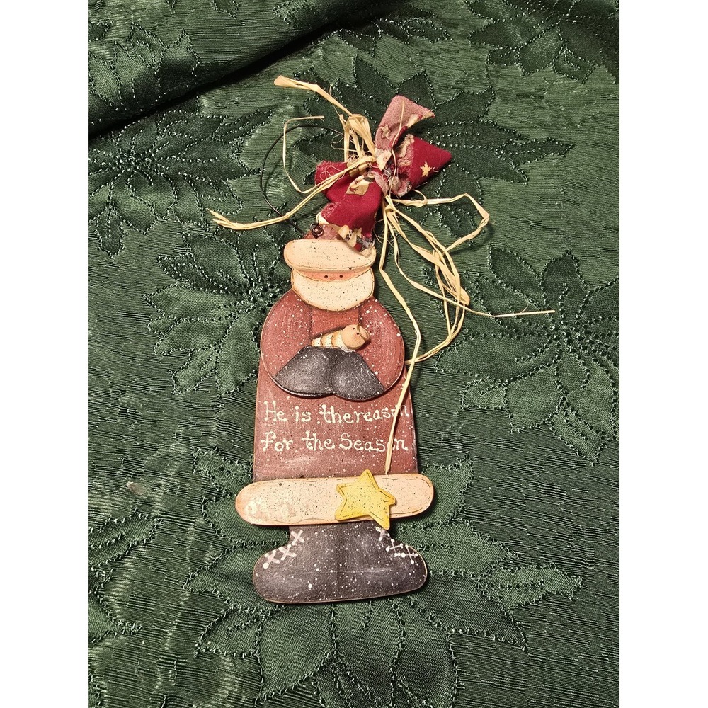 Christmas Santa Baby Jesus Wood Hanging Figure 10x4/0098‎